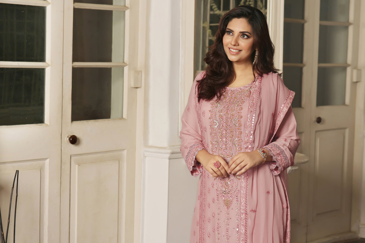 Pink Panache- Embroidered Dress