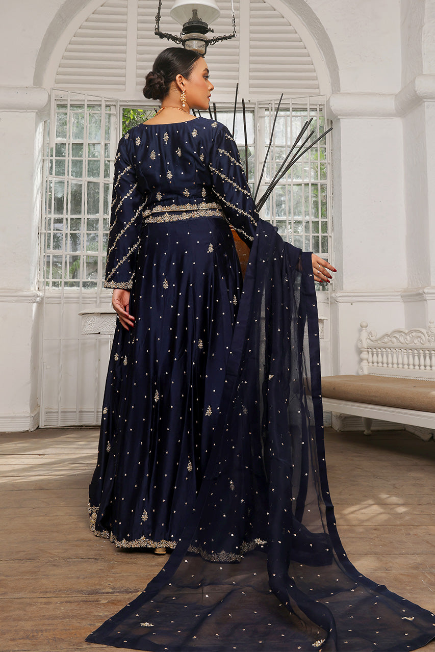 Midnight Royale — Navy & Gold Embroidered Lehenga Set
