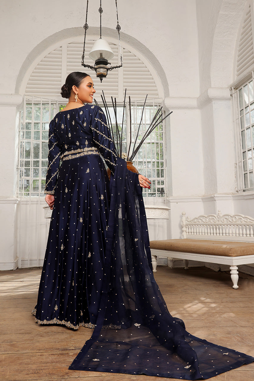 Midnight Royale — Navy & Gold Embroidered Lehenga Set