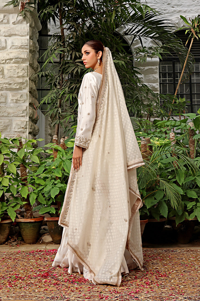 Ivory Elegance — Embroidered Sharara Set
