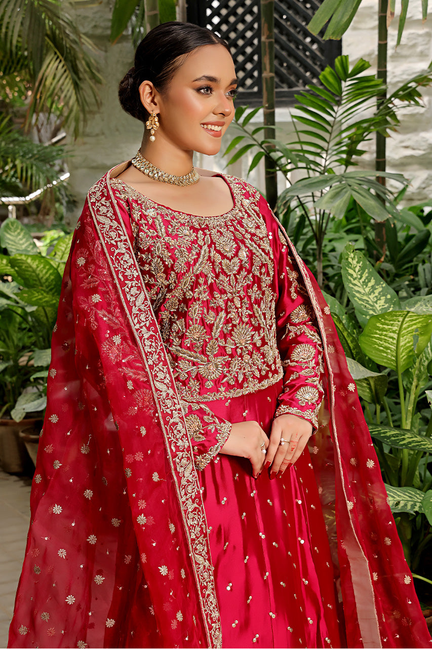 Crimson Queen — Ruby Red & Gold Embroidered Anarkali Set