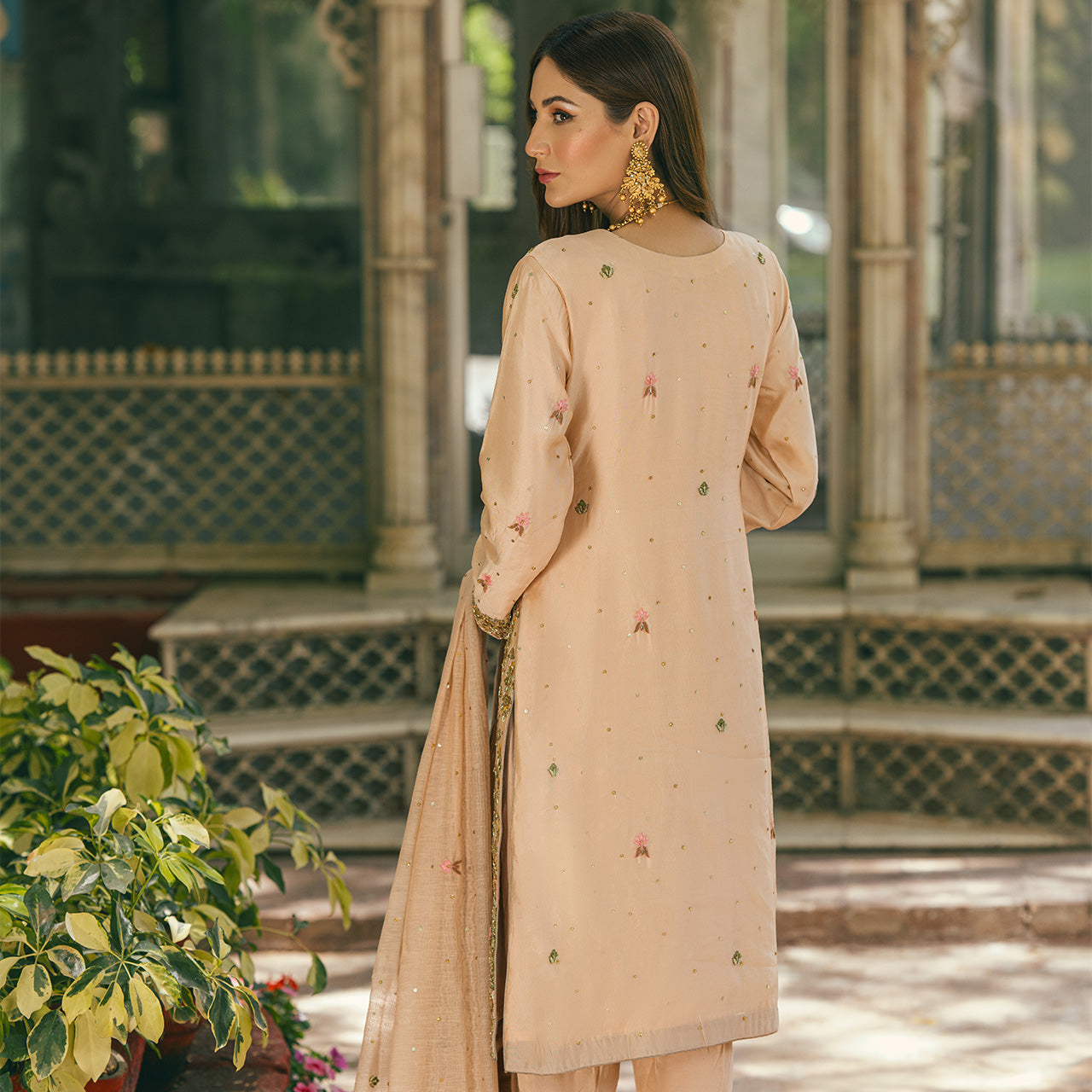 Salmon Pink Qalla Suit