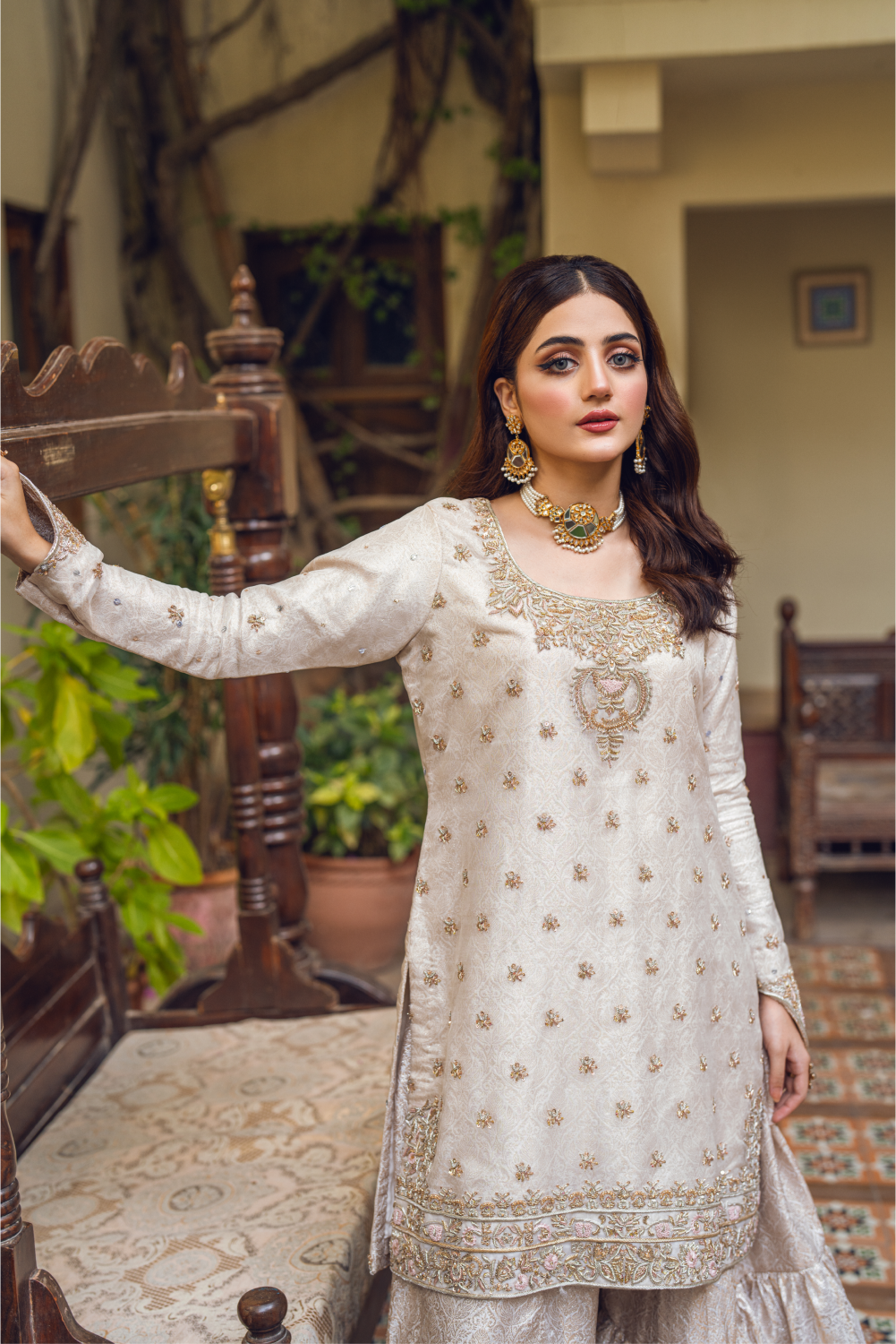 Ivory Pakistani Sharara Set