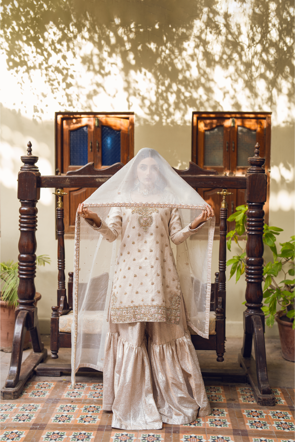 Ivory Pakistani Sharara Set