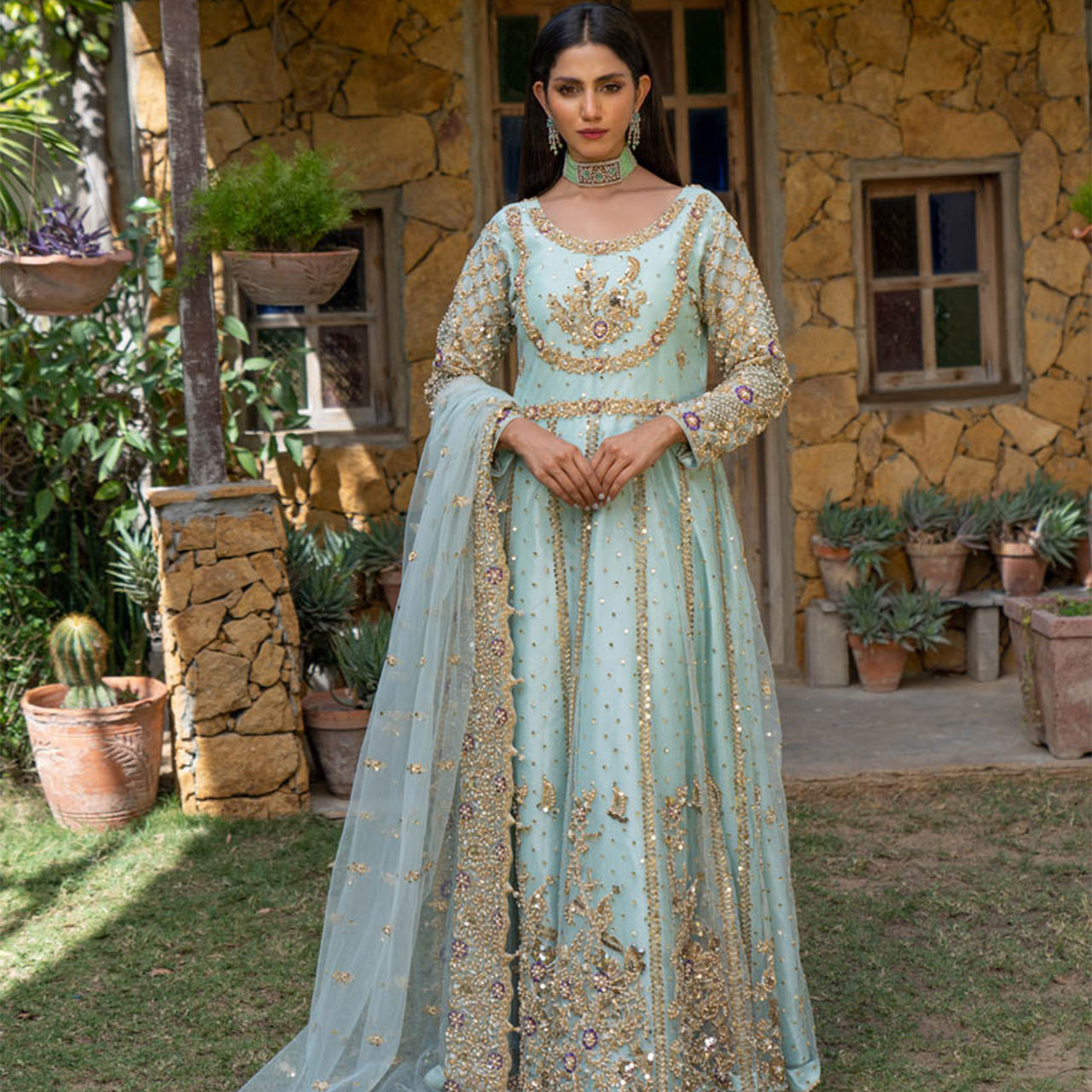 Ice Blue Haryali Suit