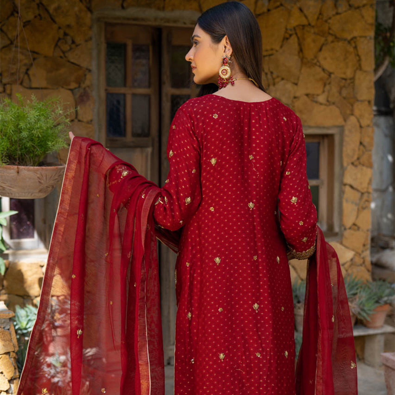 Rose Red Haryali Suit
