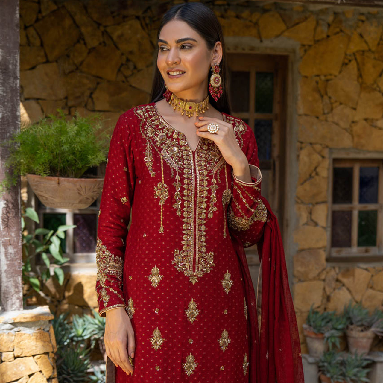 Rose Red Haryali Suit