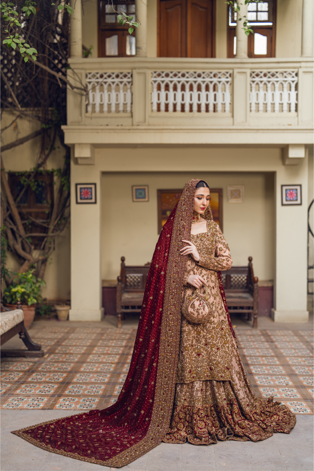 Gold-Red Bridal Pakistani Lehenga