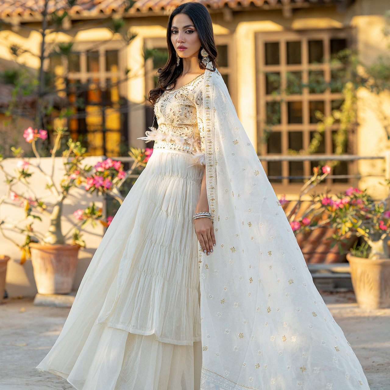 Feather White Mohni Suit