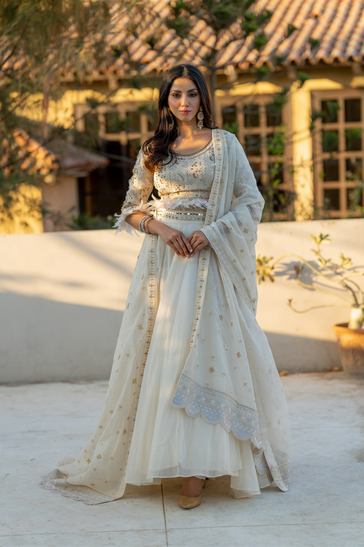Feather White Mohni Suit