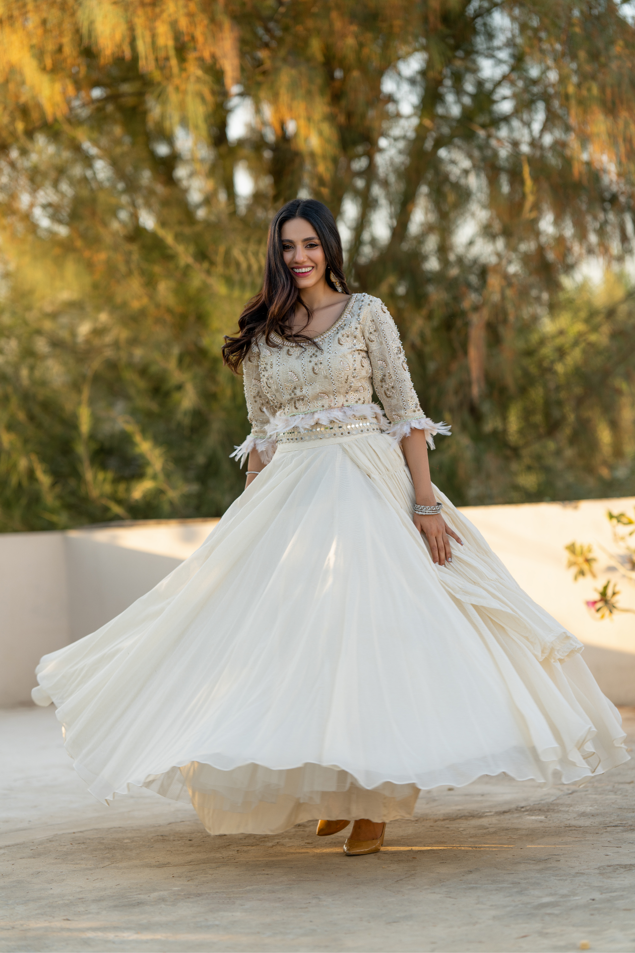 Feather White Mohni Suit