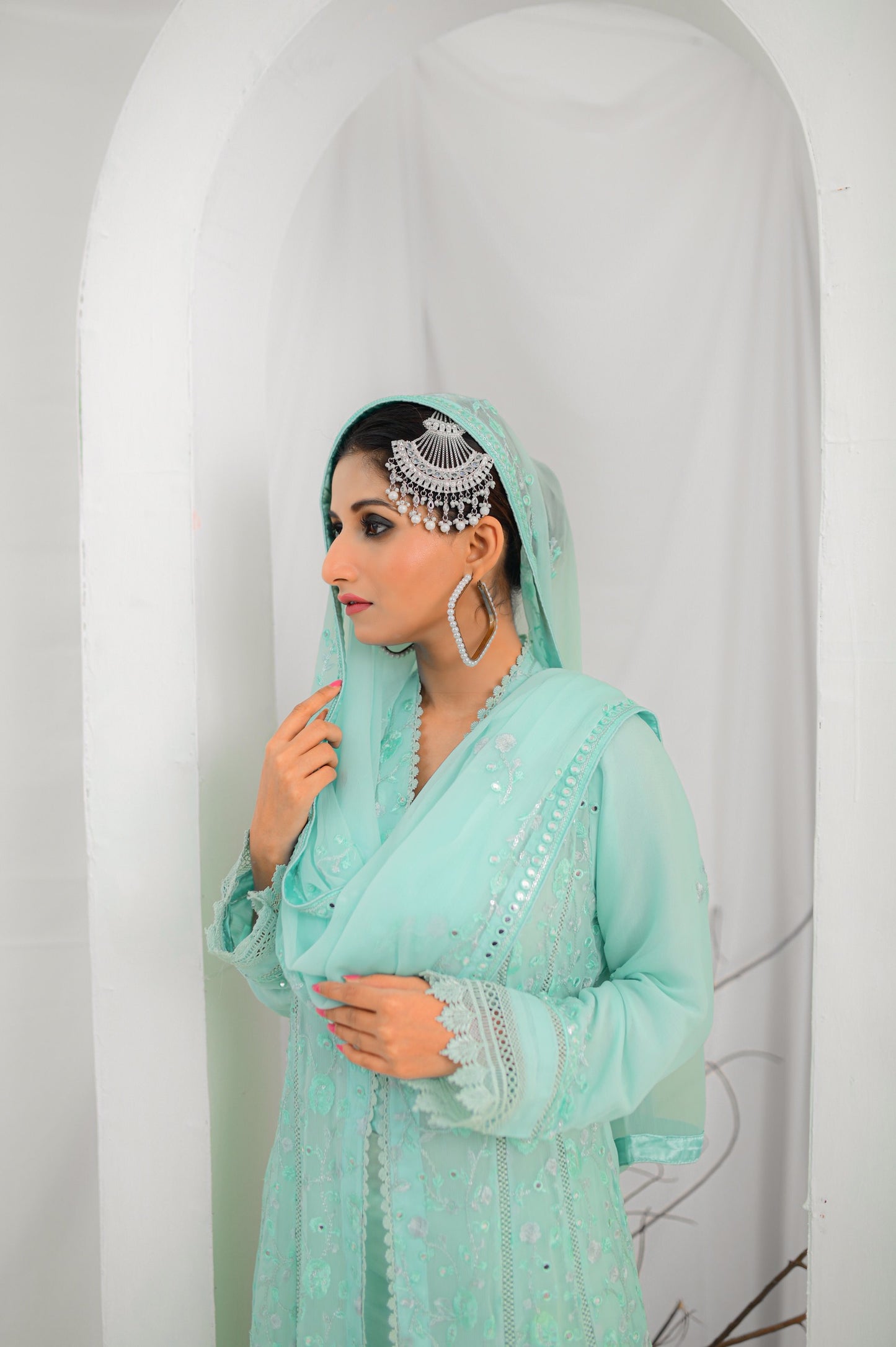 Aqua Elegance - Teal Blue Anarkali Dress