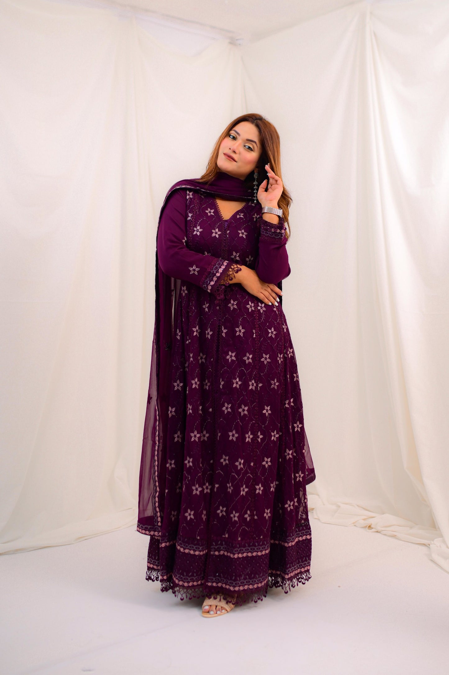 Regal Starlit Purple Maxi Dress