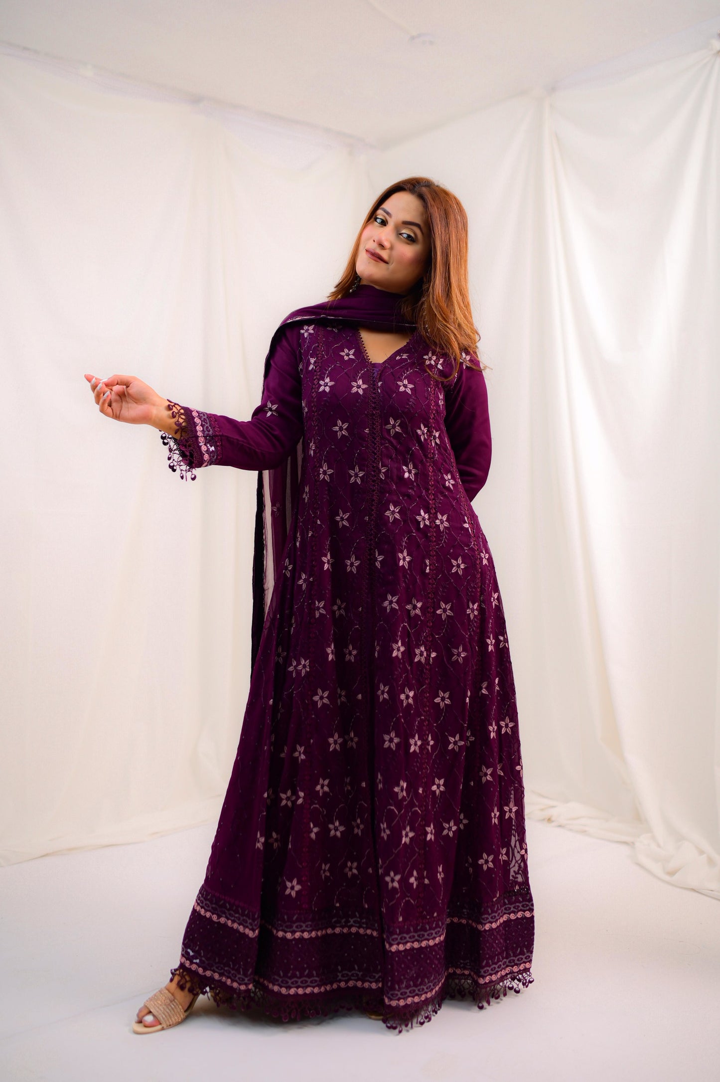 Regal Starlit Purple Maxi Dress