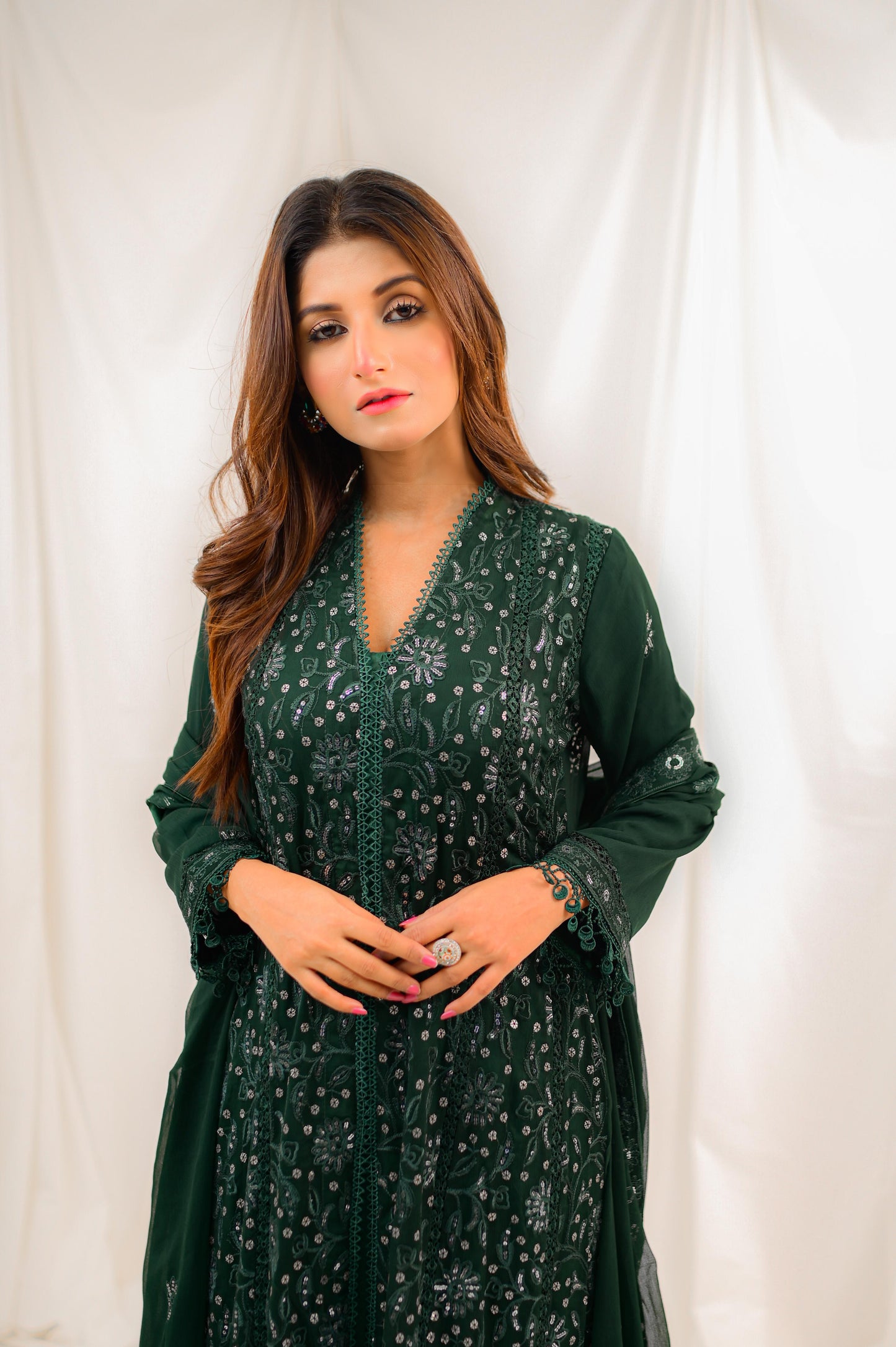 Elegant Green Floral Dress