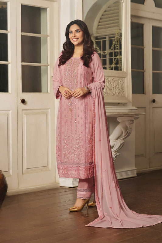 Pink Panache- Embroidered Dress