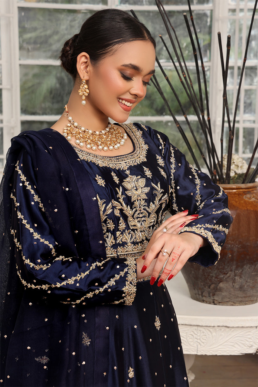 Midnight Royale — Navy & Gold Embroidered Lehenga Set