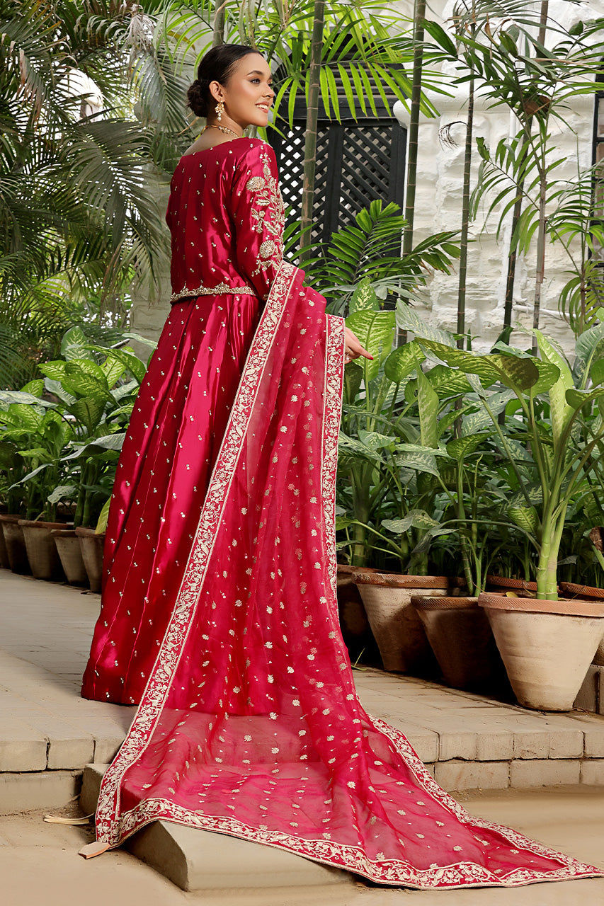 Crimson Queen — Ruby Red & Gold Embroidered Anarkali Set