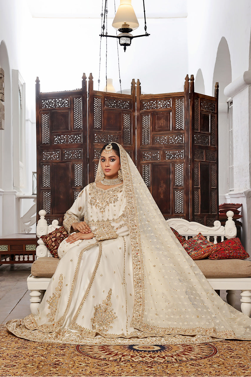 The Royal Nikah — Ivory & Gold Anarkali Bridal Set
