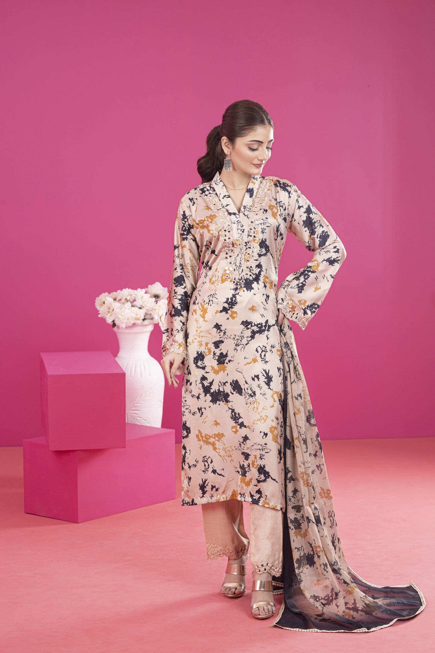 Beige Blossom Dress