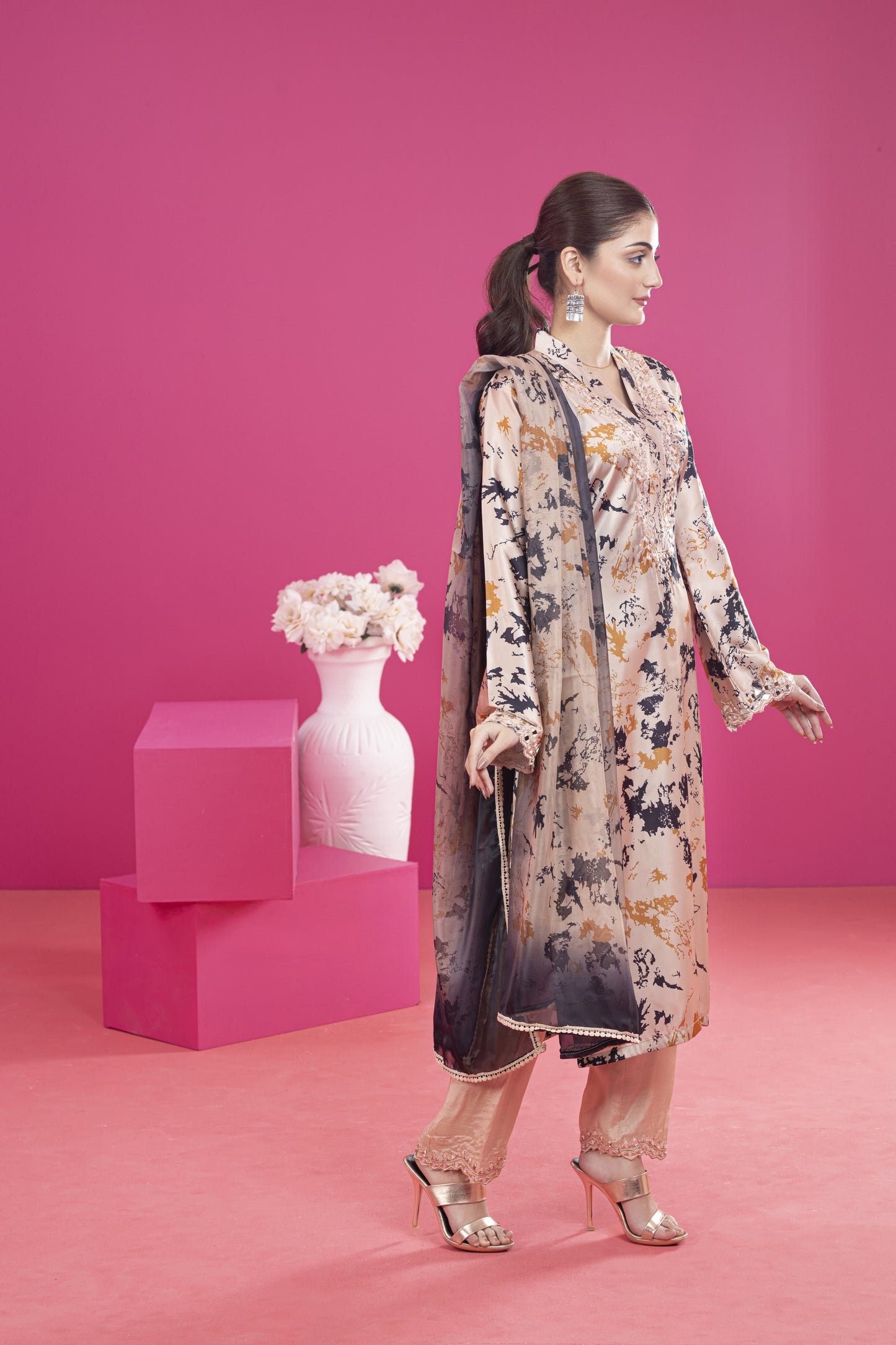 Beige Blossom Dress