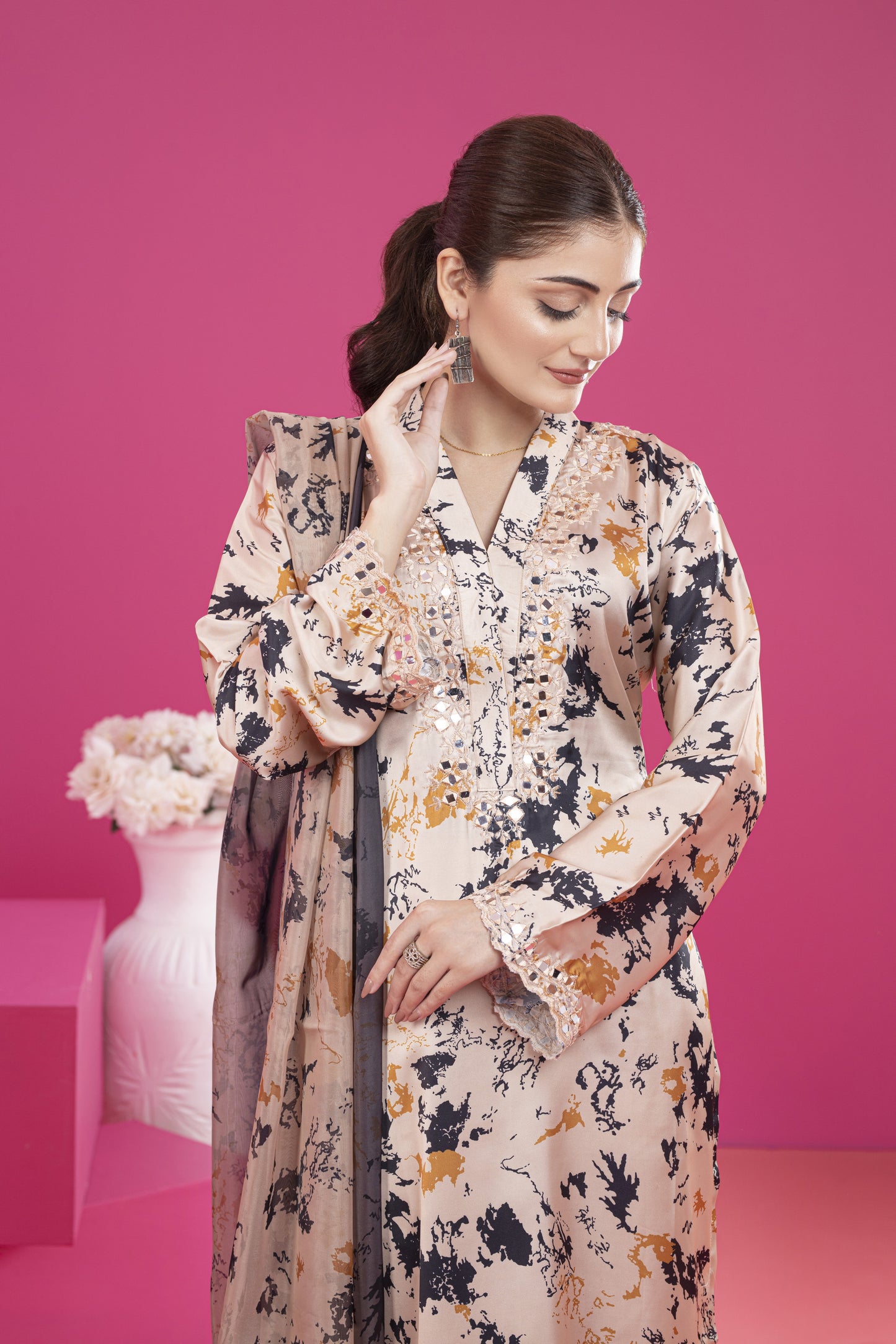 Beige Blossom Dress