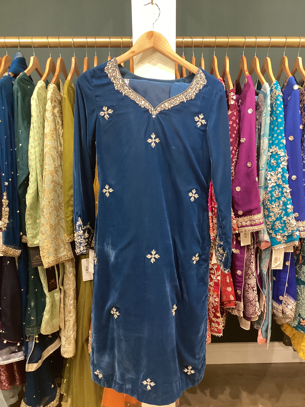 Ocean Blue Velvet Formal