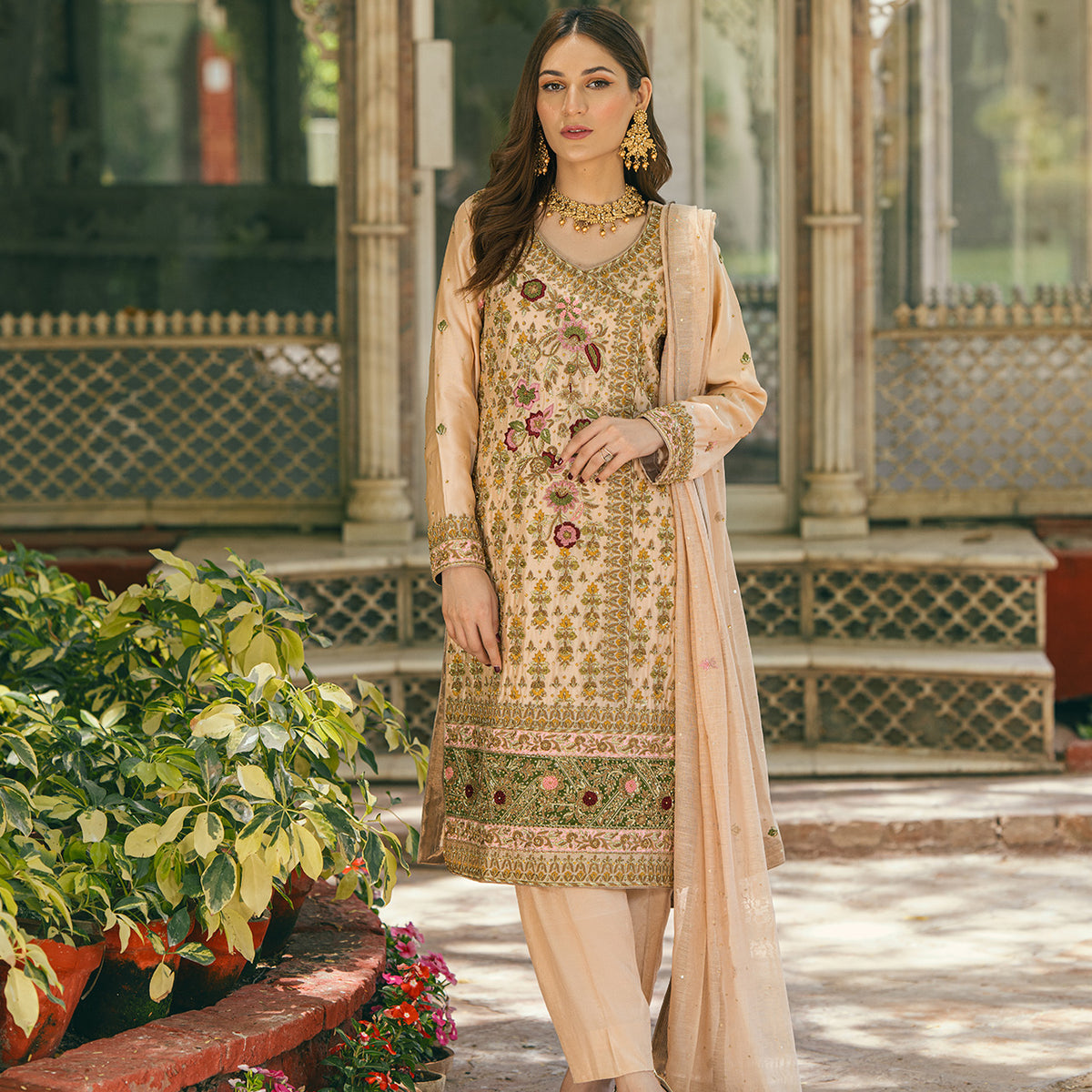 Salmon Pink Qalla Suit