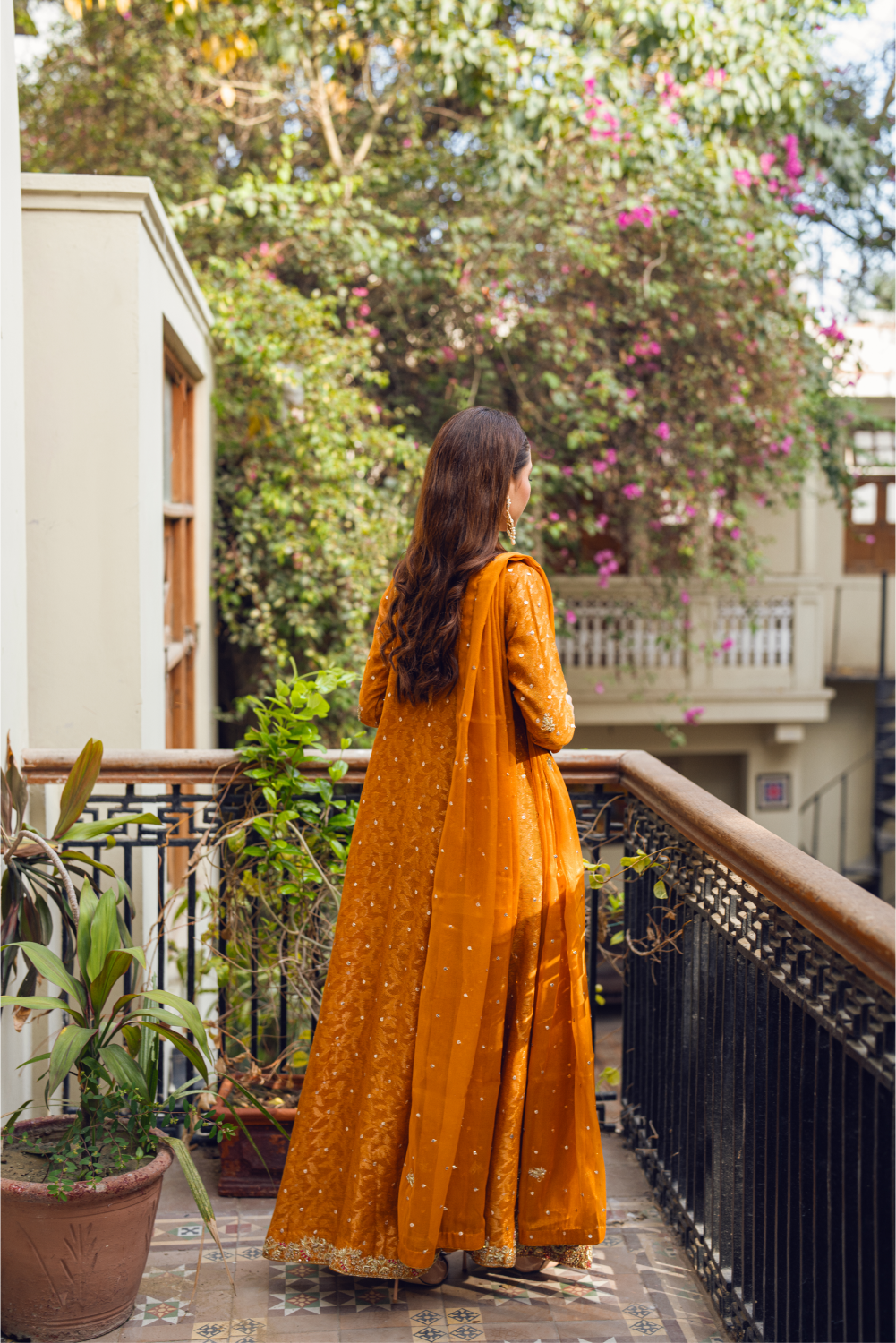 Orange Embroidered Pakistani Set