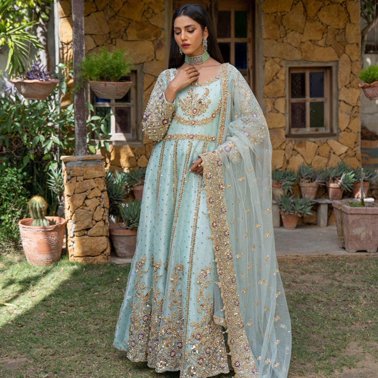 Ice Blue Haryali Suit