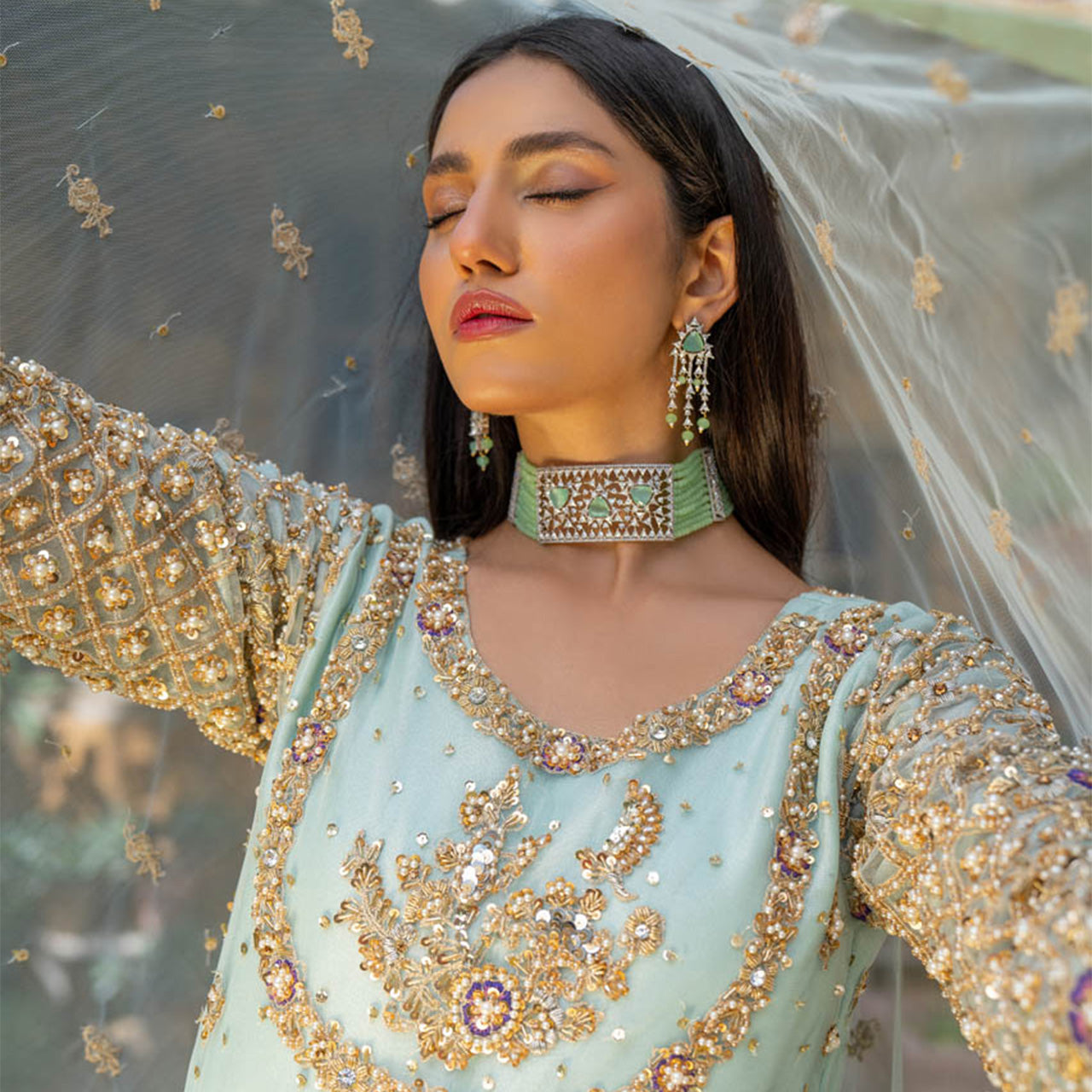 Ice Blue Haryali Suit