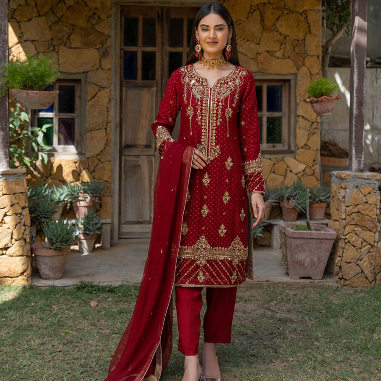 Rose Red Haryali Suit