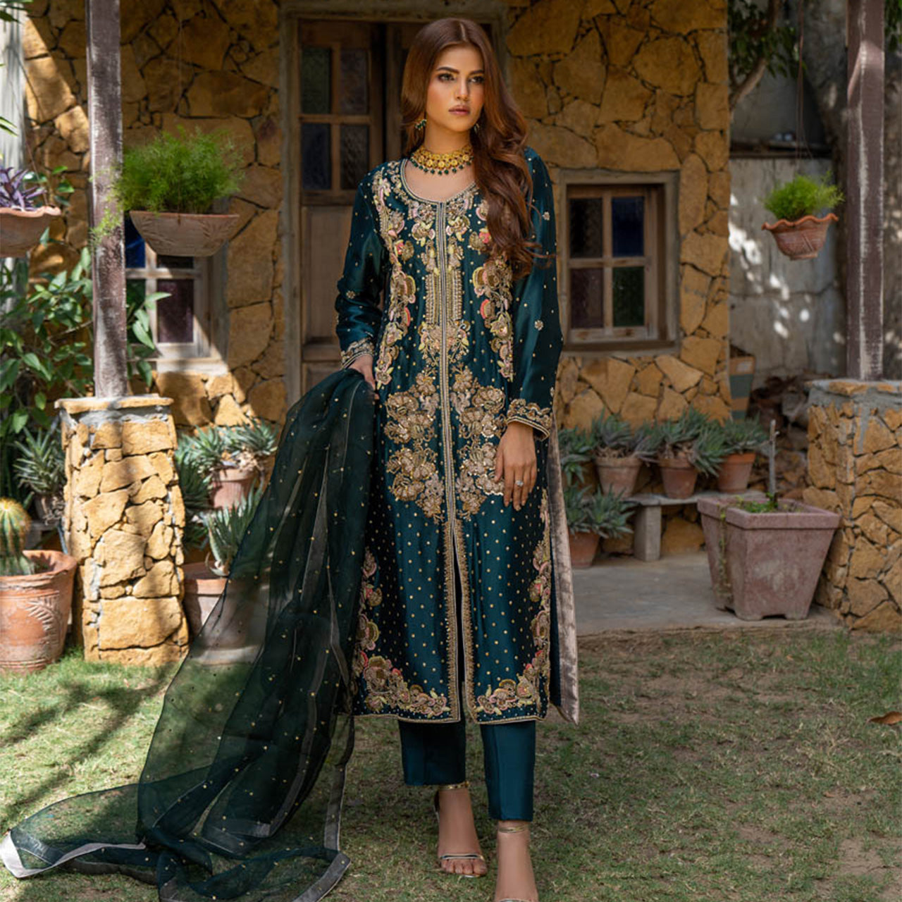 Cyan Green Haryali Suit