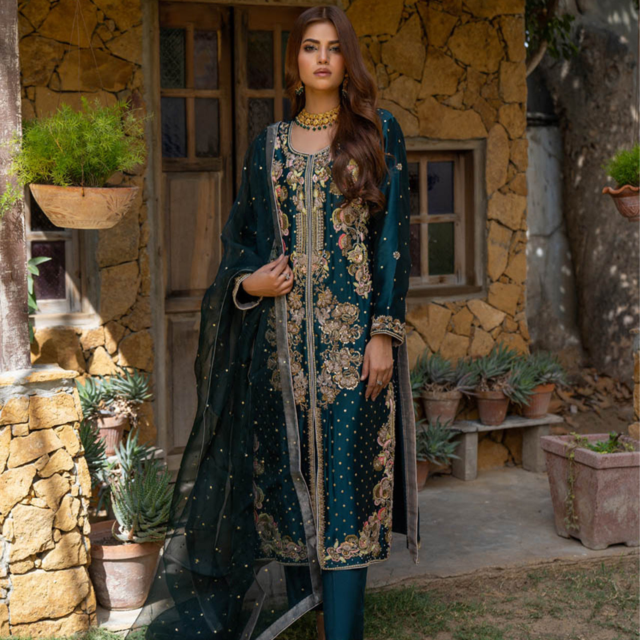 Cyan Green Haryali Suit