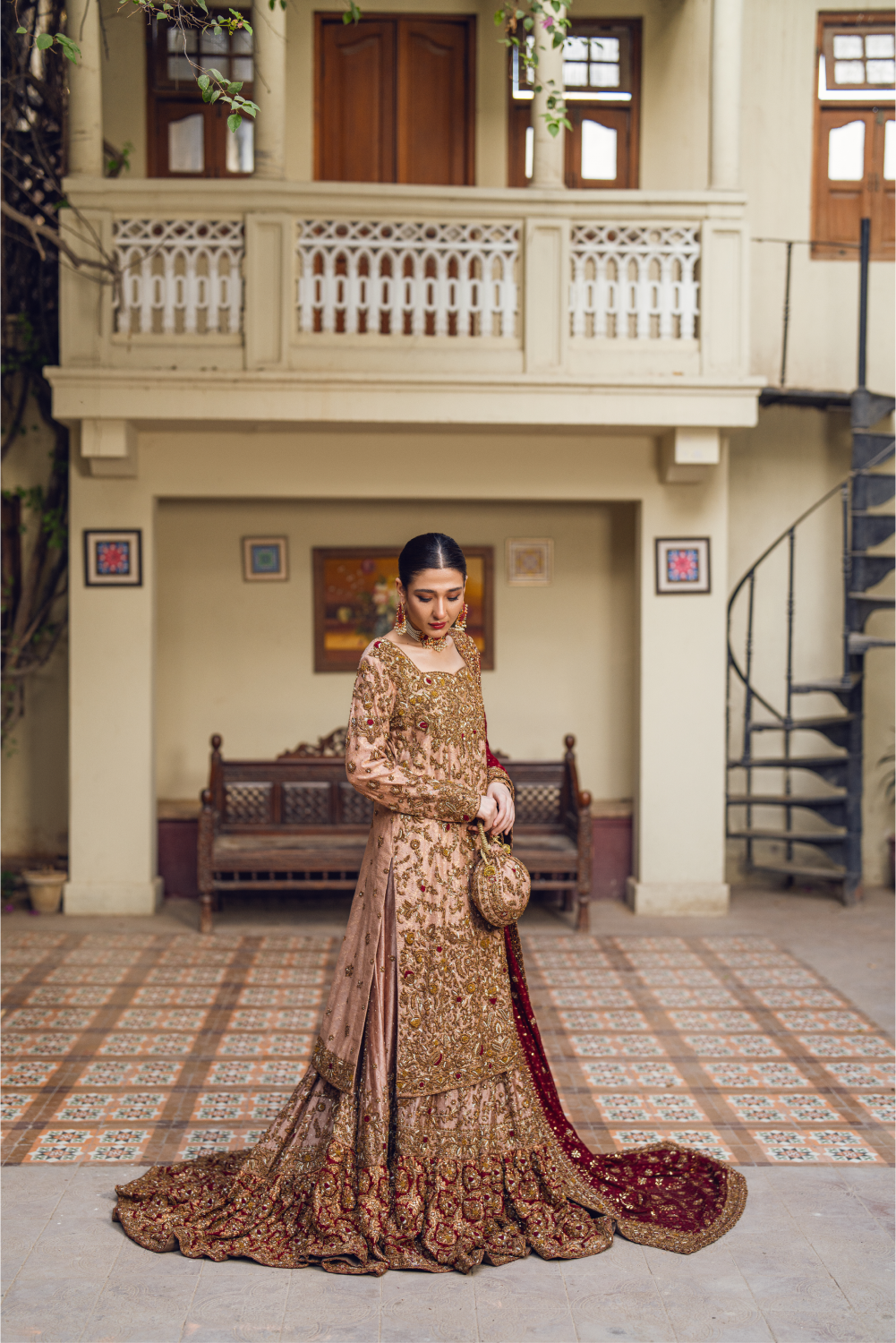 Gold-Red Bridal Pakistani Lehenga