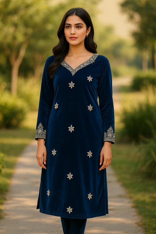 Ocean Blue Velvet Formal