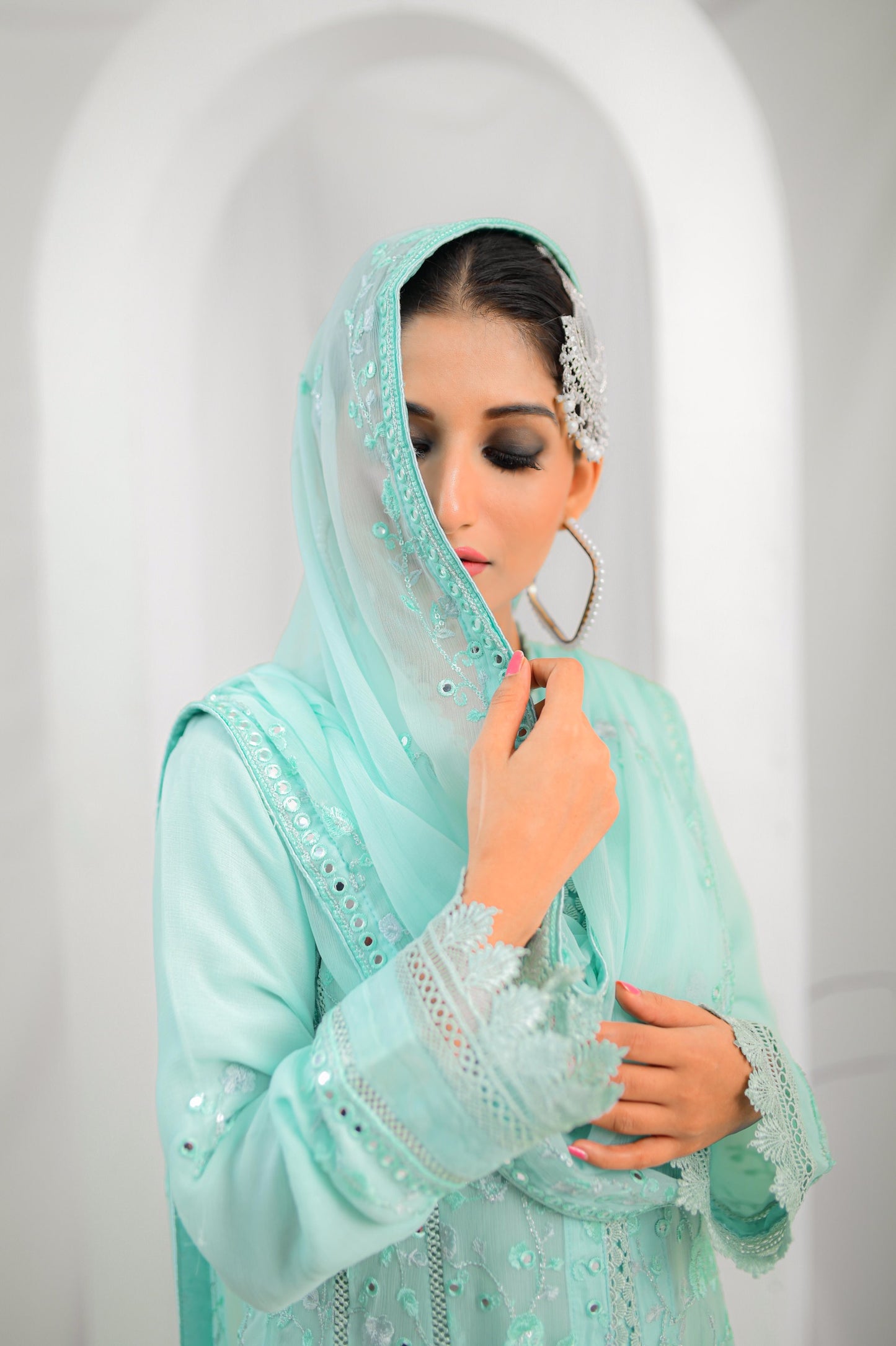 Aqua Elegance - Teal Blue Anarkali Dress