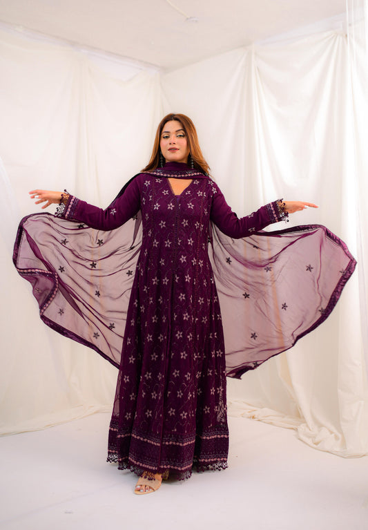 Regal Starlit Purple Maxi Dress