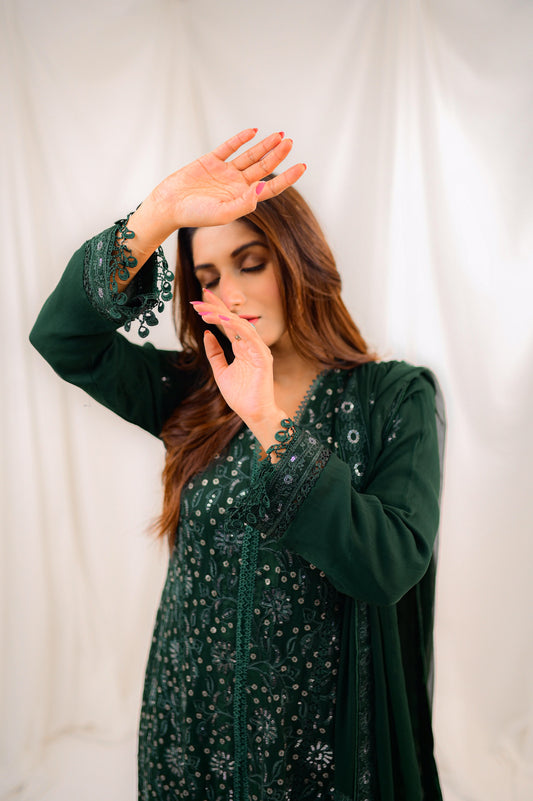 Elegant Green Floral Dress