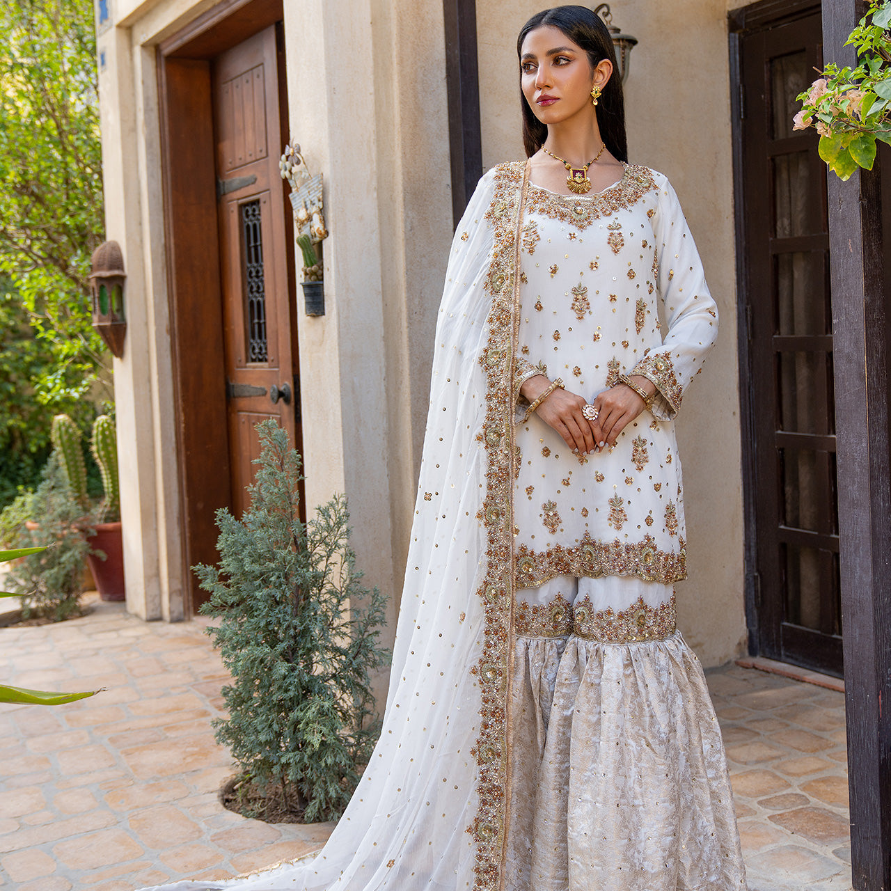 White Jasmine Haryali Suit